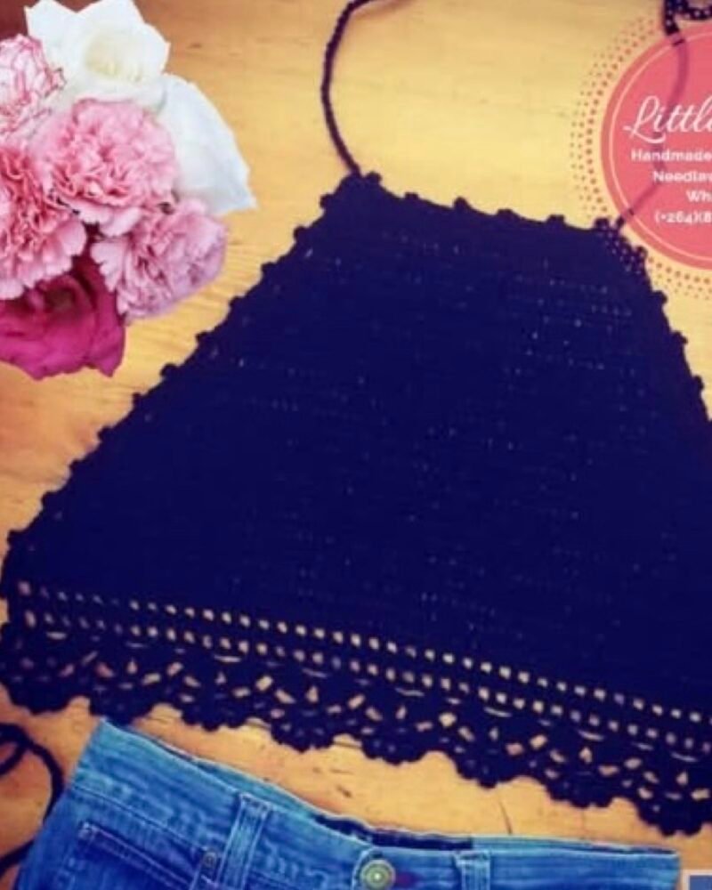 Crochet Halter Top – Navy