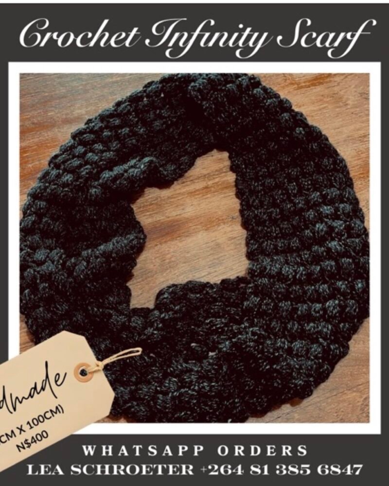 Crochet Infinity Scarf – Black