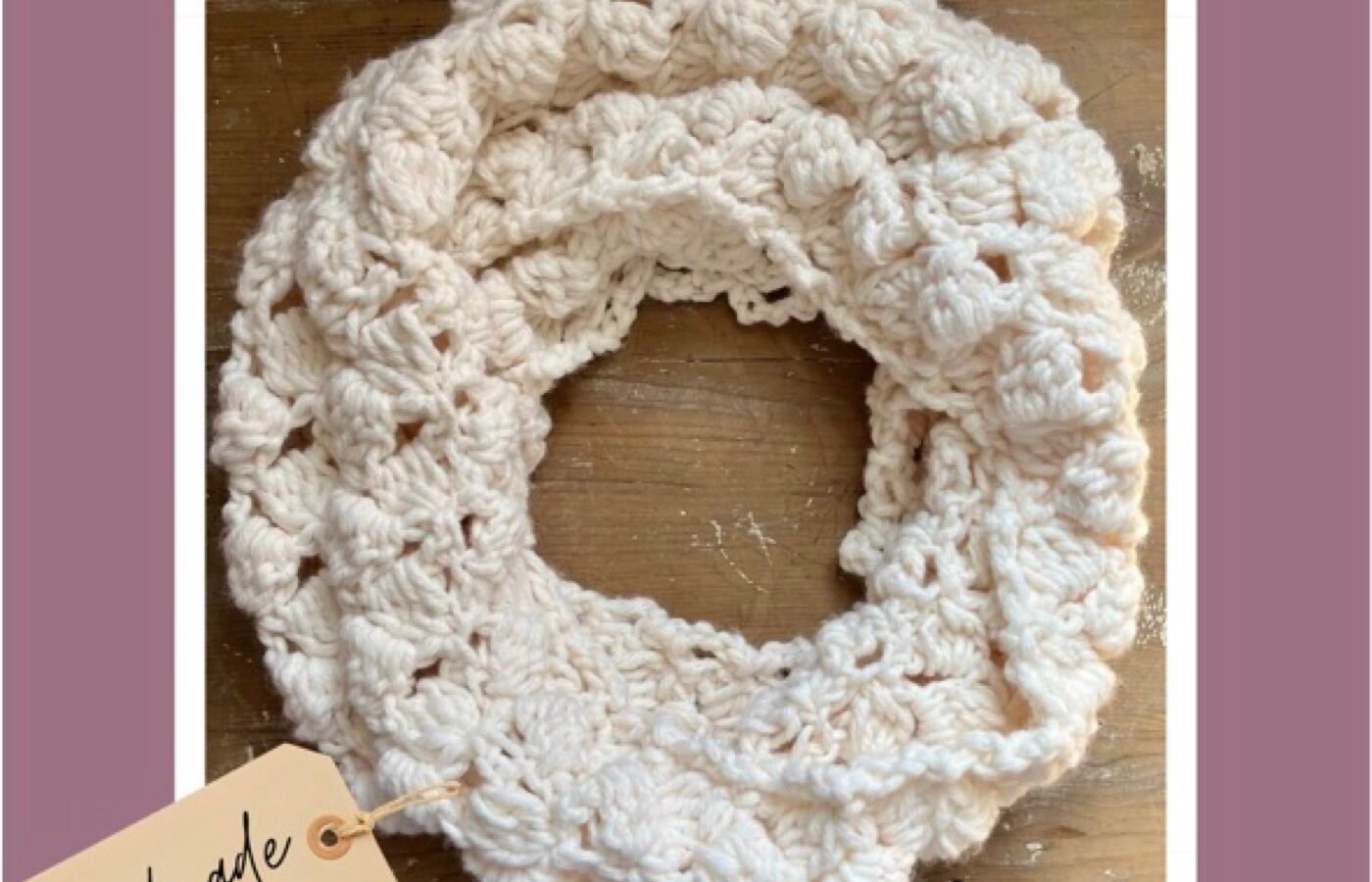 Crochet Infinity Scarf – Cream
