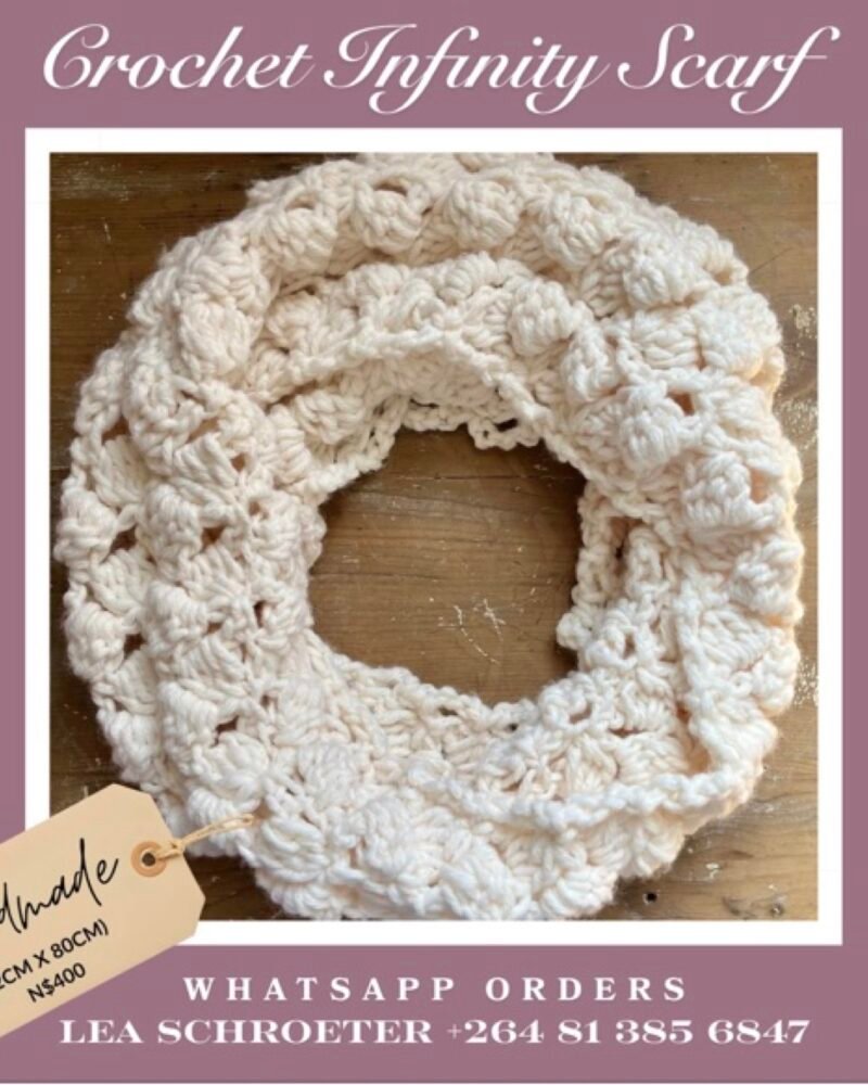 Crochet Infinity Scarf – Cream