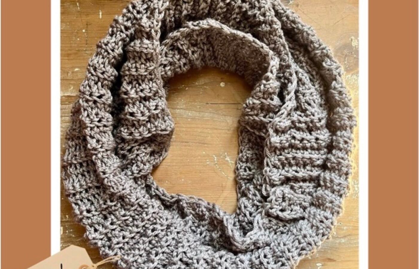 Crochet Infinity Scarf – Stone Grey