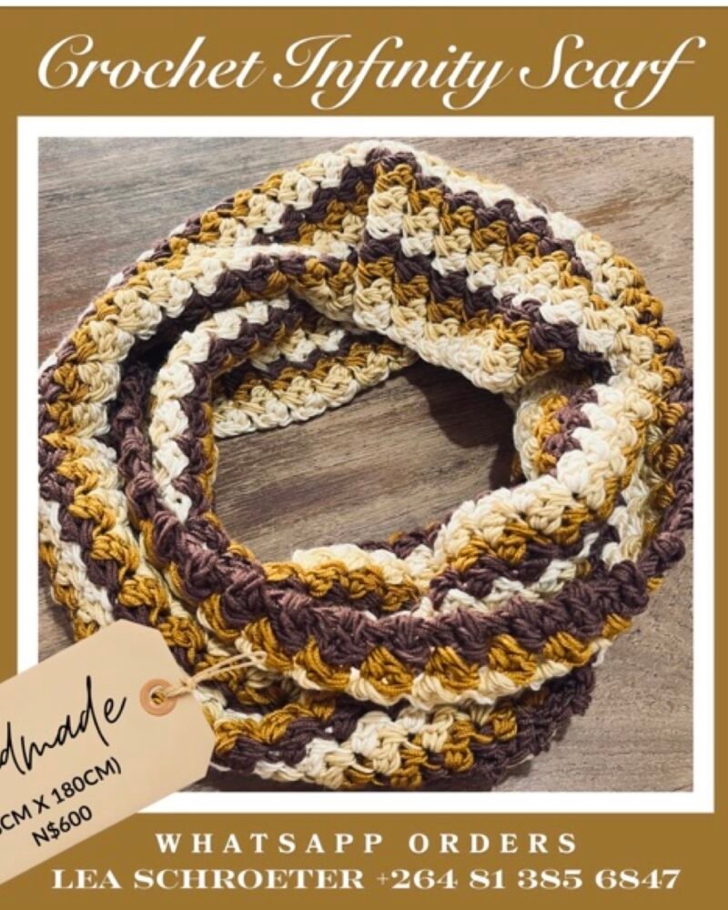 Crochet Infinity Scarf – Caramel Mix