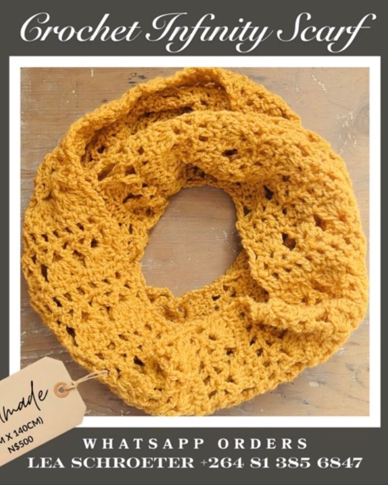 Crochet Infinity Scarf – Mustard