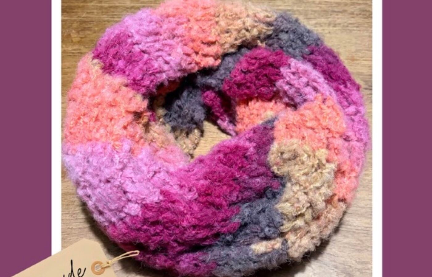 Crochet Infinity Scarf – Plum & Peach