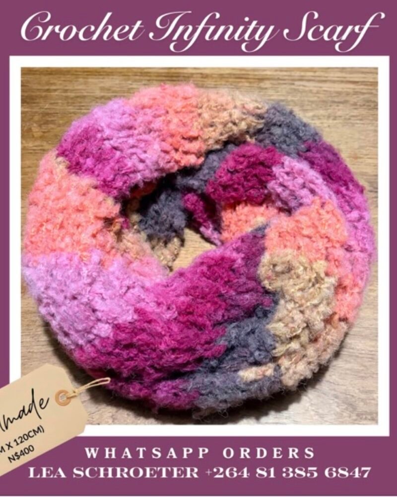 Crochet Infinity Scarf – Plum & Peach