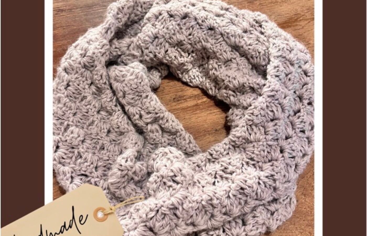 Crochet Infinity Scarf – Speckled White